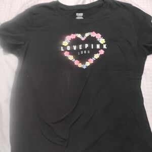 PINK Victoria's Secret Black Logo Tee